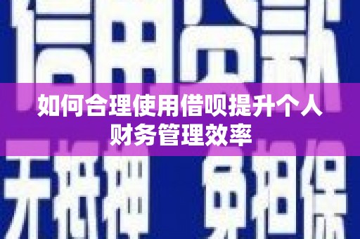 昂昂溪如何合理使用借呗提升个人财务管理效率