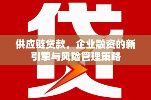 昂昂溪供应链贷款，企业融资的新引擎与风险管理策略