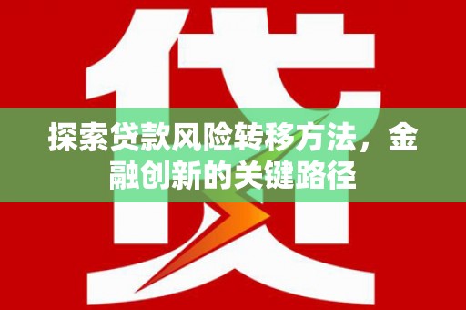 昂昂溪探索贷款风险转移方法，金融创新的关键路径